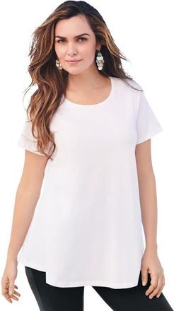 Roaman's Plus Size Ultimate Cotton Crewneck Short Sleeve Swing Tee in White at Nordstrom, Size Medium