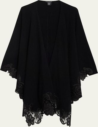 Sofiacashmere Cashmere Cape With Lace Trim