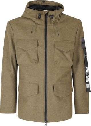 Outhere Wool Blend Utility Jacket with Adjustable Hood and Flap Pockets