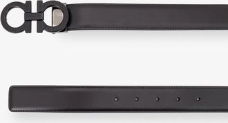 Ferragamo Mens Reversible Gancini Leather Belt Black