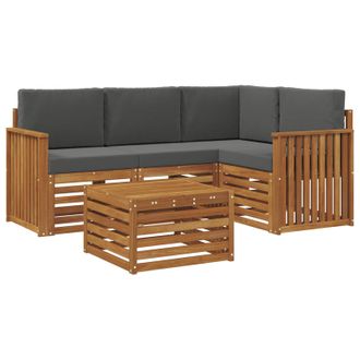 vidaXL Conjunto De Sof&aacute;s De Exterior 5 Pcs Natural Y Antracita Vidaxl