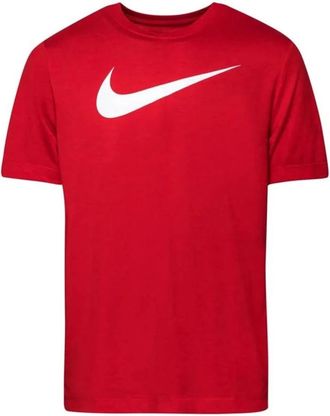 Nike Short Sleeve Printed Round Neck T-Shirt - Heren - Sportshirts - Rood - M - Katoen - Fitness