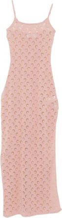 Marine Serre Maxi Dresses, female, Pink, Size: XS Crescent Moon-patterned Maxi Dress