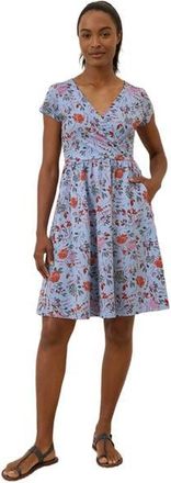 Pact Organic Cotton Fit & Flare Crossover Dress in Cornflower Blue at Nordstrom, Size Small