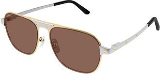 Cartier Accessoires, Heren, Geel, ONE Size, Santos Navigator Zonnebril