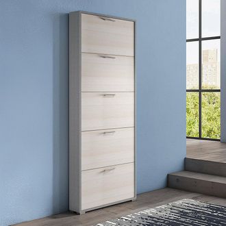 Dmora Zapatero Dgratto, Mueble De Entrada Polivalente Con 5 Puertas Abatibles, Zapatero Moderno, 100% Made In Italy, 67x18h184 Cm, Alerce - Dmora