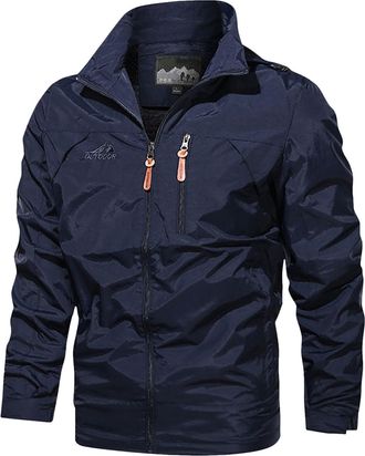 Generic Mens Lightweight Waterproof Softshell Jacket with Removable Hood Quilted Jackets Windproof Waterproof Hooded Jacket Plus Size Lightweight Trench Coats