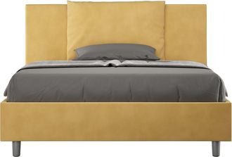 ITYhome Letto Alla Francese Rivestito In Microfibra - Antea - Colore: Ocra - Tipologia Letto: Senza Rete - Dimensione Rete: 140x210