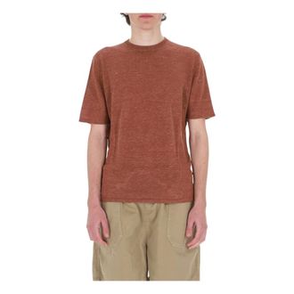 Roberto Collina T-Shirts, male, Brown, Size: XL T-shirt melange in lino-cotone