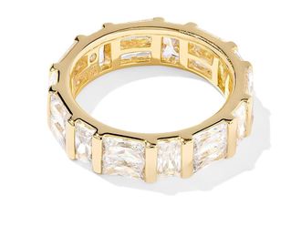 Kendra Scott Jamie Band Womens Ring Womens Ring Gold White CZ : 7, Brass/Cubic Zirconia/Gold-Plated