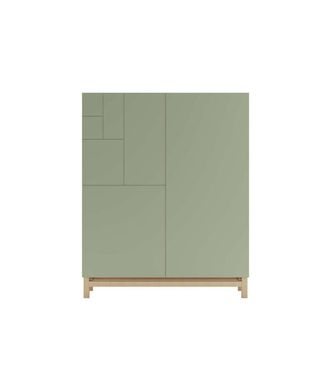 HERDASA Herdasa - Recibidor Zapatero Modelo 515 Acabado Roble Claro/verde, 90x112x27 (ancho X Alto X Fondo)