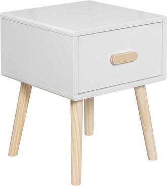 Mobili Rebecca Comodino Mobili Rebecca Cassia 44x35x35 mdf Pino Bianco Marrone Scandinavo Parzialmente Montato