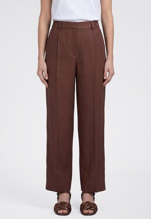 Brunello Cucinelli Pantalone straight Brunello Cucinelli in lino con monile nickel-free