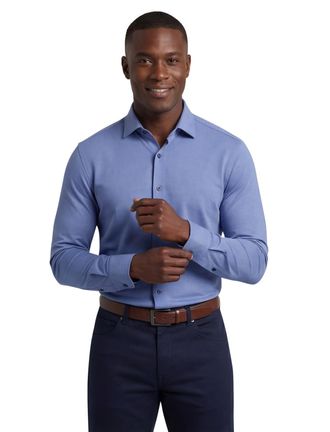 Olymp overhemd level five body fit jersey blauw