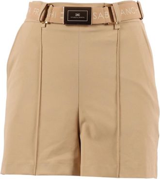 Elisabetta Franchi Short Con Cintura - Dames - Korte Broeken - Bruin - XS - Leer - Korte Broeken