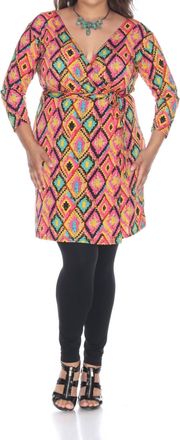 White Mark Wrap Dress - Plus In Pink