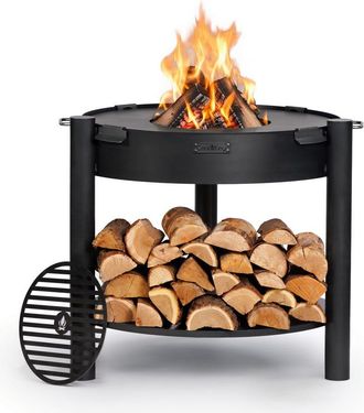 Cook King Kit Braciere Da Giardino montana Alto 80 Cm Con Piastra Griglia Da 78 Cm Con 4 Manici E Griglia Da 37 Cm
