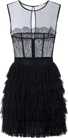 Elisabetta Franchi Mouwloze Cr&ecirc;pe Mini Jurk - Dames - Feestkleedjes - Zwart - M - Leer - Kleedjes