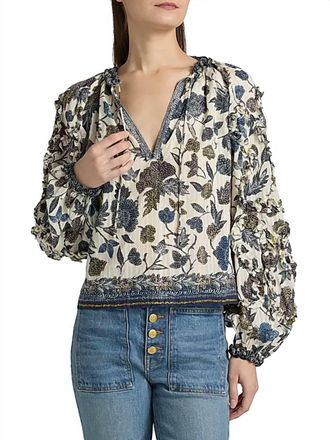 Ulla Johnson Azrou Long Sleeve Blouse In Porcelain