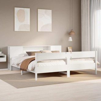vidaXL Vidaxl - Cama Con Estanter&iacute;a Sin Colch&oacute;n Madera Maciza Blanca 180x200 Cm