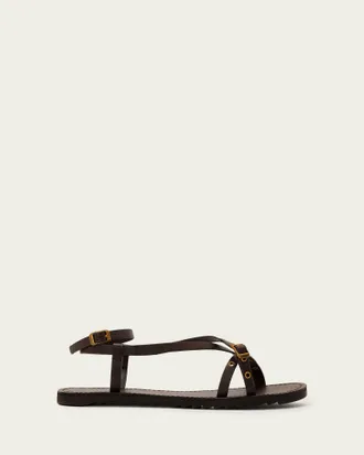 AllSaints Leather Tyla Eyelet Leather Buckle Sandals, Size: UK 4/ US 7/ EU 37