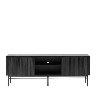 DRAWER Mueble de TV de 2 puertas, 2 estantes de madera y metal L150cm - Negro