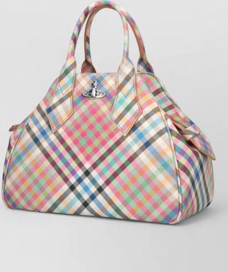 Vivienne Westwood checkered tote bag hand carry top handles