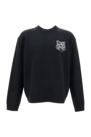 Maison Kitsun&eacute; Long-Sleeve Jumper With Contrast Fox Head Intarsia