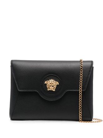 Versace Medusa-plaque leather crossbody bag - women - Calf Leather - One Size - Black