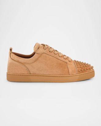Christian Louboutin Men & apos;s Louis Junior Spikes Low-Top Suede Sneakers