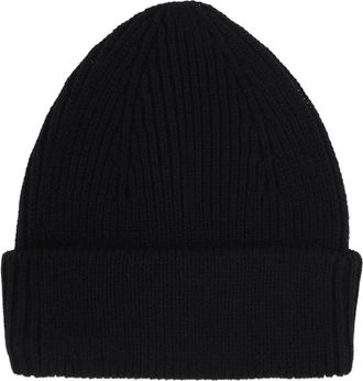 Roberto Collina Zwarte Geribbelde Gebreide Wollen Muts - Heren - Hoeden - Zwart - ONE Size - Wol - Accessoires