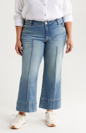 Kut from the Kloth Meg Seamed High Waist Ankle Wide Leg Jeans in Faith W/med Bas at Nordstrom, Size 14W