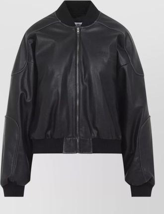 Maison Margiela faux leather cropped oversized bomber jacket