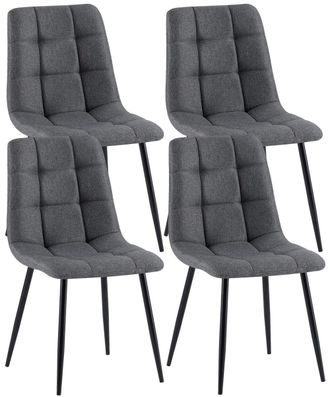 Clp Set De 4 Silla de comedor con asiento de Tela Gris oscuro