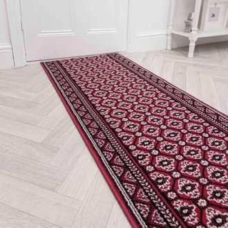 Runrug Hallway Carpet Runner Rug - Soft & Comfy, 9mm - Heriz in Dark Red | Size: 60 cm x 420 cm