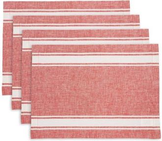 Solino Home Linen Placemats - Country Stripe in Red at Nordstrom, Size Medium