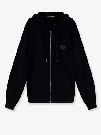 Dolce & Gabbana Felpa in cotone con patch logo in metallo - DOLCE & GABBANA - gender_Man