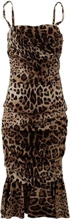 Dolce & Gabbana Dames, Jurken, Bruin, Maat: 2XS Katoen