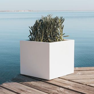 OEM Narciso 40 Macetero Cuadrado De Interior Y Exterior Para Plantas Y Flores Muy Resistente Al Paso Del Tiempo. Hecho De Polietileno En Espa&ntilde;a - Blanco
