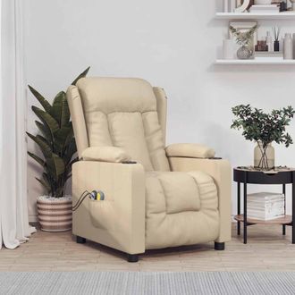 vidaXL Sill&oacute;n De Masaje El&eacute;ctrico Tela Color Crema Vidaxl