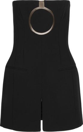 Ferragamo Virgin Wollen Jurk met Tule Inzet - Dames - Korte kleedjes - Zwart - XS - Wol - Kleedjes