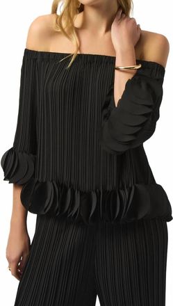 Joseph Ribkoff Lightweight Pleated Off-Shoulder Top In Black