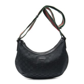 Gucci Pre-owned Womens Web Half Moon Messenger Shoulder bag - Black - One Size