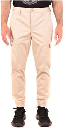 Neil Barrett Heren Beige Broek Lente/Zomer Rits - Heren - Slim Fit Broeken - Beige - XL - Katoen - Broeken