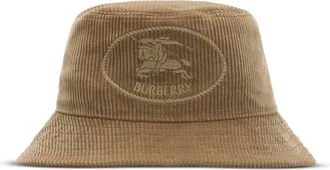 Burberry Ribfluwelen vissershoed met Knight-print - Beige