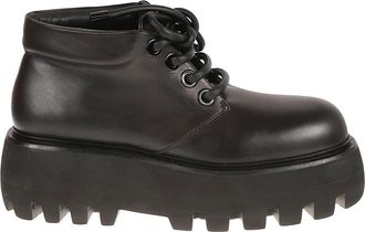 Alexander McQueen Zwarte Rubberen Laarzen - Heren - Veterlaarzen - Zwart - 39 EU - Leer - Schoenen