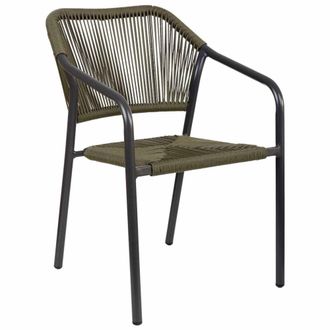 Wanderlust Deco Silla de ratan sint&eacute;tico verde 56x60x80