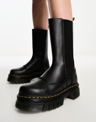 Dr. Martens Audrick - Stivali Chelsea alti in pelle Nappa nera-Nero