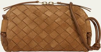Bottega Veneta Concert Pouch Intrecciato Suede Crossbody Bag