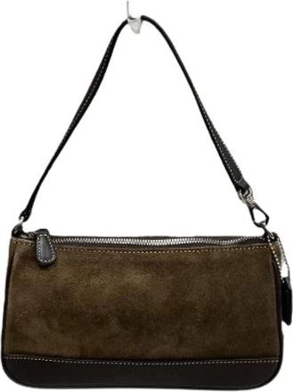 Coach Pre-owned Shoulder Bags, female, Brown, Size: ONE SIZE Pre-owned Suede Leather 2way Bag